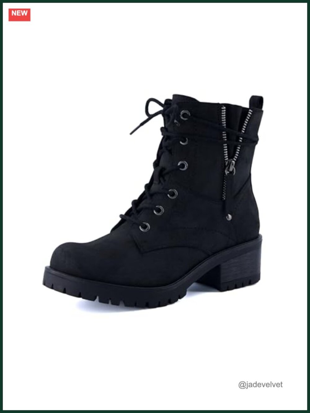 Women's Kobe Vegan Nubuck Leather Lace-Up Combat Boots with Side Zipper
